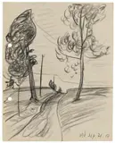 Lyonel Feininger, Untitled (Weg mit Bäumen, Neppermin)