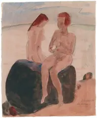 Am Wasser by Erich Heckel, 1924, Watercolour and chalk on laid paper with watermark "DREY KÖNIGE", offered Jun 2016
