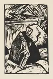 Kniende am Stein by Erich Heckel, 1913, Woodcut on chamois-coloured heavy hand-made paper 49.8 x 31/, sold Jun 2016