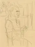 Portrait Frau L. Bauer by Ernst Ludwig Kirchner, 1927, Pencil drawing on yellowish tinted paper, sold Jun 2016