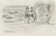 Am Strand by Max Liebermann, Circa 1912, Black chalk drawing on drawing paper (sketch sheet), sold Jun 2016