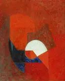 Joseph Lacasse, Komposition (Rouge et noir), 1948, Oil on canvas