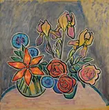 Gabriele Münter, Stilleben mit Rosen und Iris