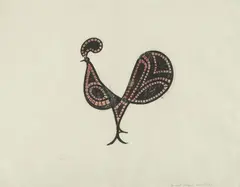 Vogel by Ewald Mataré, 1949, Zinc plate stencel print, with red watercolouring, on chamois-coloured Ingres laid paper, sold Jun 2016