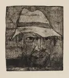 Emil Nolde, Selbstbildnis, 1911, Etching on chamois-coloured laid paper with watermark "GELDERN"