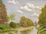 Walter Ophey, Flusslandschaft, Circa 1905/1906, Oil on canvas, mounted on fibreboard 45 x 60/