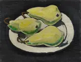 Wilhelm Schmid, Birnenstillleben auf Holz, 1920s/1930s, Oil on panel