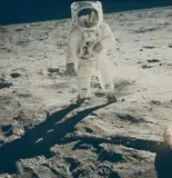 Nasa, Astronaut Edwin E. Aldrin Jr. walks on the surface of the Moon, Apollo 11, 1969, Vintage chromogenic print on Kodak paper