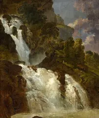 Heinrich Rieter, The Reichenbachfall, Oil on paper, mounted on canvas