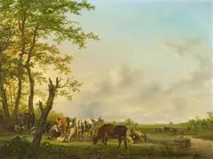 Jan II Kobell, Meadow Landscape with a Shepherd and Shepherdess, Oil on panel