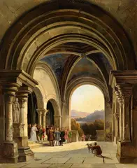 Charles-Caïus Renoux, Departing Hunt Party, Oil on canvas