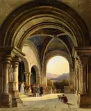 Charles-Caïus Renoux, Departing Hunt Party, Oil on canvas