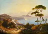 August Ahlborn, View of the Gulf of Naples, Oil on canvas (relined)