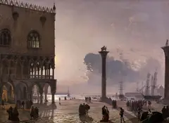 Friedrich Nerly, The Piazzetta di San Marco by Moonlight, Oil on canvas