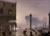 Friedrich Nerly, The Piazzetta di San Marco by Moonlight