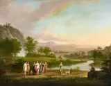 Landscape with Diana, Atalanta and Meleager by Johann Nepomuk Schödlberger, Oil on canvas (relined), offered May 2016