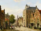 Willem Koekkoek, View of a Dutch Street in Summer, Oil on canvas