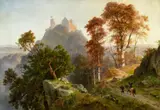Friedrich Preller the Younger, An Autumn Morning at Wartburg Castle, Oil on canvas (relined)