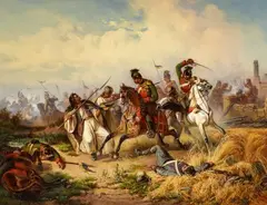 Adolf van der Venne, A Skirmish during the Hungarian War of Independence, Oil on canvas (relined)