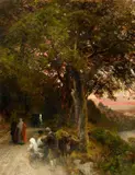 The Pope Walking by Castel Gandolfo by Oswald Achenbach, Oil on canvas, offered May 2016
