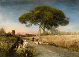 A Sunset in Campania by Oswald Achenbach, Oil on canvas, offered May 2016