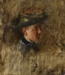 Wilhelm Leibl, Girl's Head - so called Malresl, Oil on panel