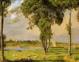 Hans Thoma, On the Banks of the River Main near the Gerbermühle, Oil on card