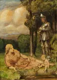 Hans Thoma, A Knight and Flora, Oil on canvas (relined)