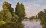 Hippolyte Camille Delpy, A River Landscape, Oil on panel