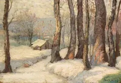 A Winter Landscape by Károly Ferenczy, Oil on card, offered May 2016
