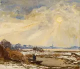 Max Clarenbach, View of Kaiserswerth, Oil on canvas