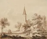 Johann Christian Klengel, Village Scene with a Church and Hay Wagon