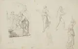 Various Figure Studies by Gustav Heinrich Naecke, Grey ink, offered May 2016