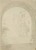 Gottlob Friedrich Thormeyer, Heidelberg Palace Gate, Pencil