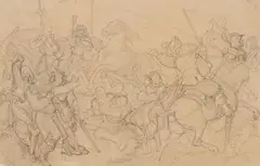 Alfred Rethel, A Medieval Battle Scene, Pencil