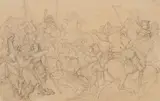 Alfred Rethel, A Medieval Battle Scene, Pencil