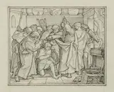 Alfred Rethel, Samuel annointing David, Black ink over pencil
