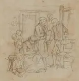 Ludwig Richter, The Comforting Visit, Pencil on paper