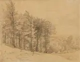 Ludwig Richter, A Wooded Landscape, Pencil on paper