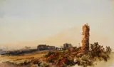 Albert Berg, On Aventine Hill, Watercolour