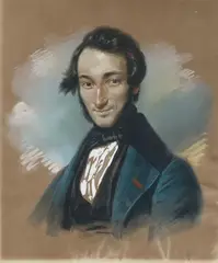 Franz Krüger, Portrait of a Young Man, Gouache on paper, mounted on cardboard
