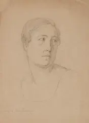 Moritz Daniel Oppenheim, Portrait of a Young Woman, Black chalk
