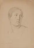 Moritz Daniel Oppenheim, Portrait of a Young Woman, Black chalk