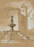 A Well in a Southern City by Carl Christian Vogel von Vogelstein, Pencil and white Indian ink, sold May 2016