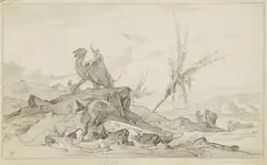 Friedrich Preller the Elder, "Mütter" - an Oriental Landscape, Pen and grey ink