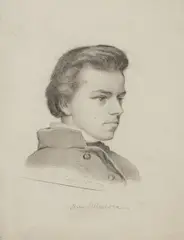 Theodor Pixis, Portrait of the Artist G. Seltenhorn, Pencil on paper