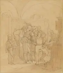 Julius Hamel, Franz von Sickingen and Ulrich Hutten Conversing, Pencil