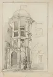 Wilhelm Lauter, A Stairway in Haus Lympurg in Frankfurt, Pencil on paper