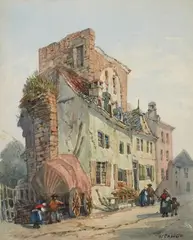 William Callow, A Street in Koblenz, Watercolour over pencil