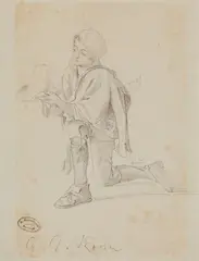 Kneeling Boy by Andreas Achenbach, Pencil, sold May 2016